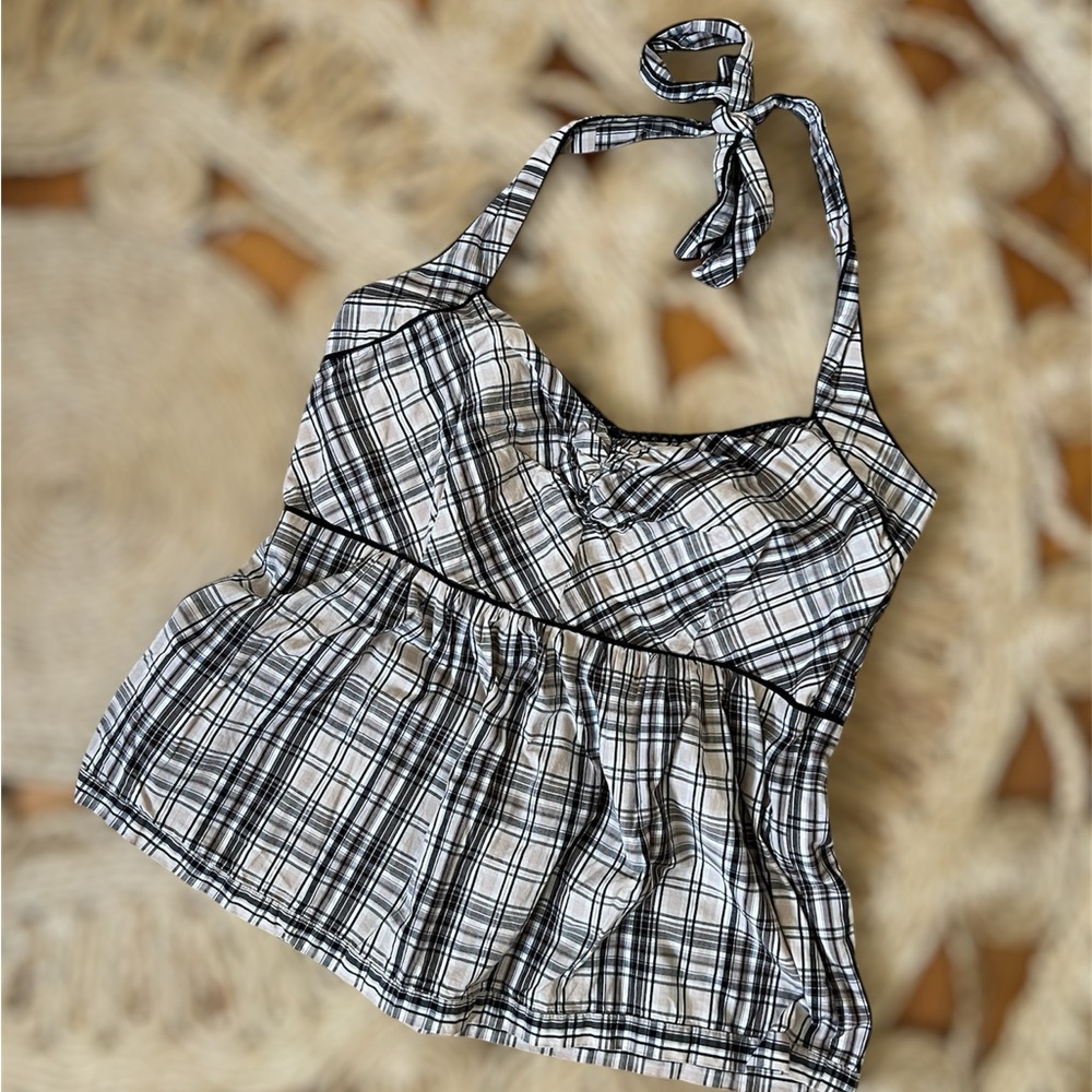 Anthropologie Edme & Esyllte Plaid Check Halter Top